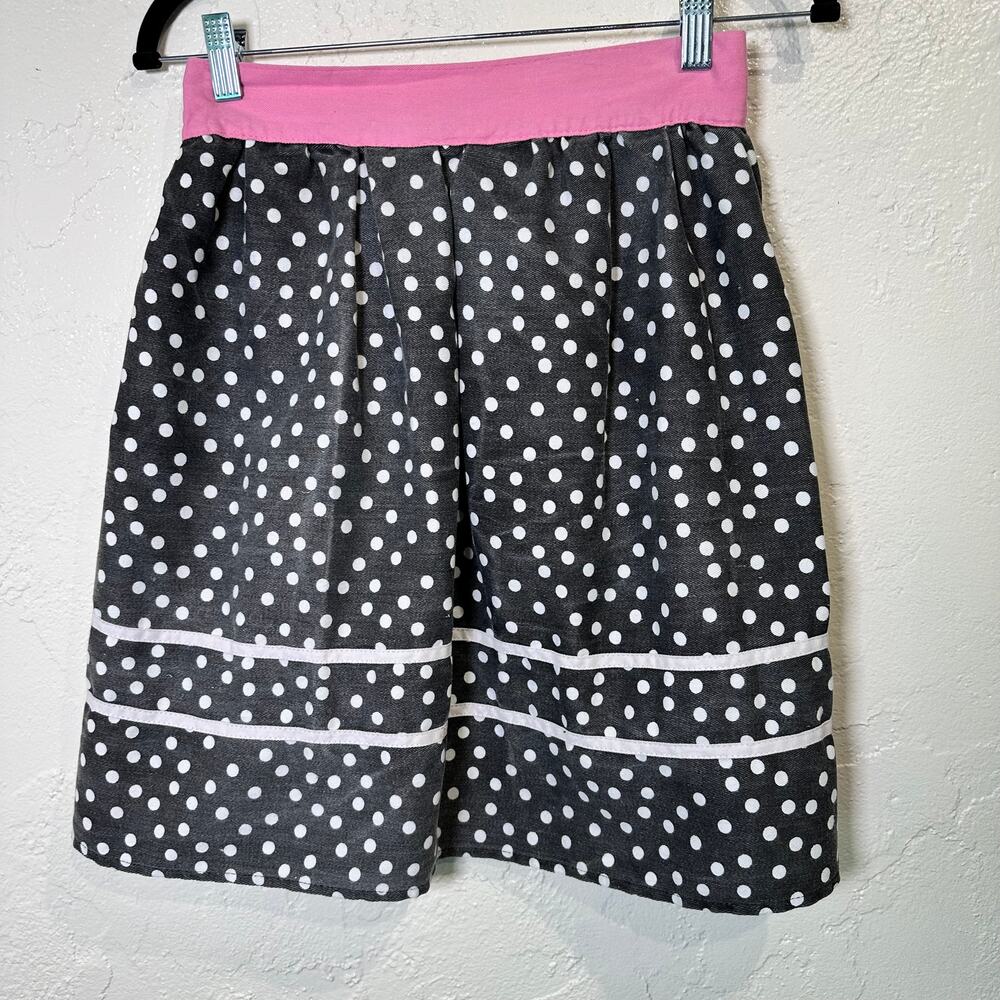 Polka Dot Half Apron Black White Pink Retro Cottage